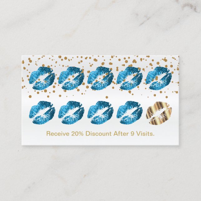 Loyalty Punch Card - Turquoise Blue Glitter  2 (Front)