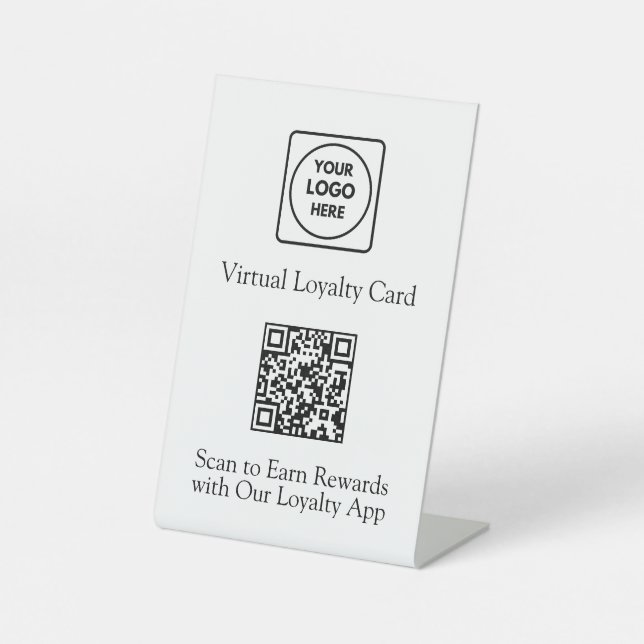 Loyalty QR Code | Custom Business Logo Reward App Pedestal Sign (Front)