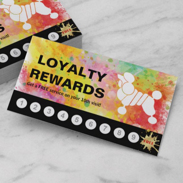 Loyalty Rewards Card Colourful Poodle Grooming (Creator Uploaded)