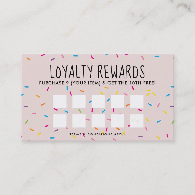 LOYALTY REWARDS cute fun bakery colourful sprinkle (Front)