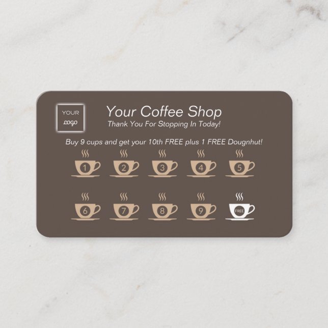 Loyalty Rewards Punch Card - Coffee Shops & Cafe's (Front)