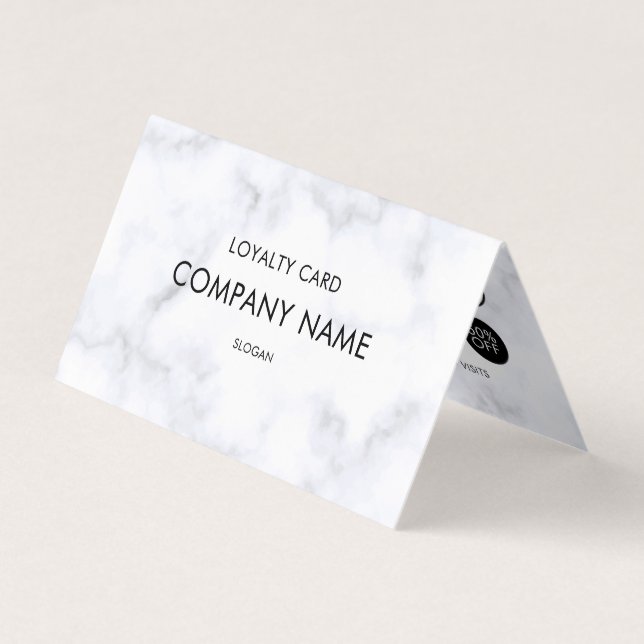 Loyalty White Marble Pattern Business Card (Front)