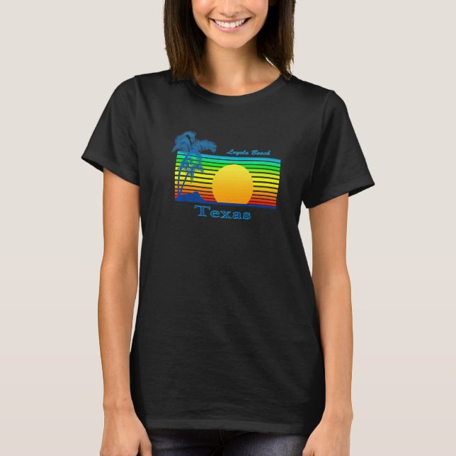 Loyola Beach Texas Retro Tropical Beach Sunset T-Shirt (Front)