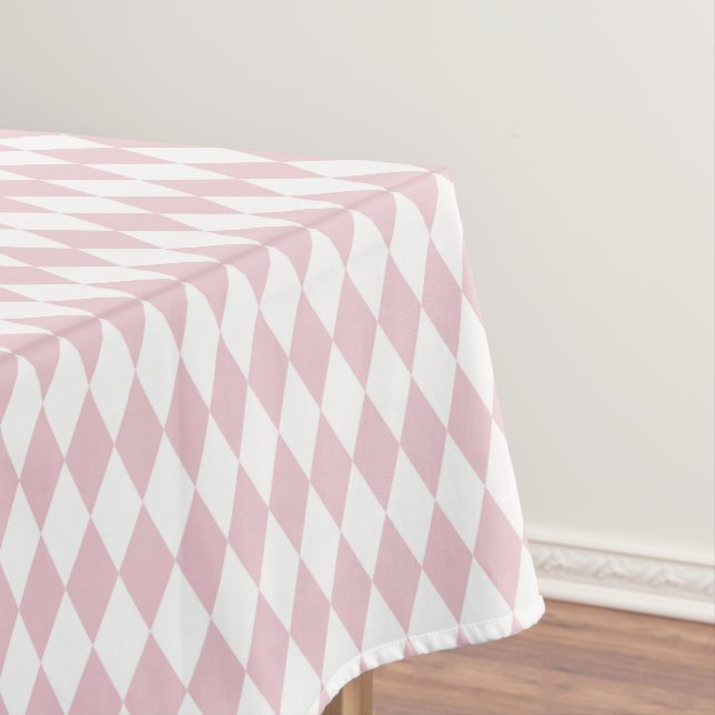 Lozenge Shape Diamond Pattern Soft Pink Tablecloth (In Situ)