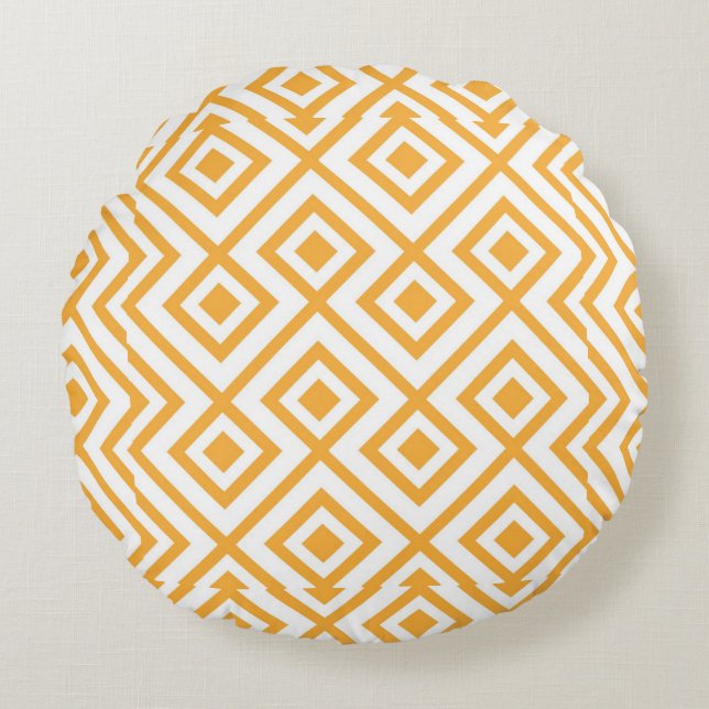 Lozenge shaped geometric pattern round cushion (Front)