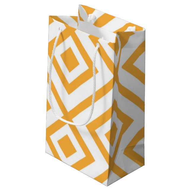 Lozenge shaped geometric pattern small gift bag (Back Angled)