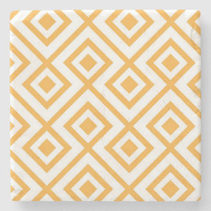 Lozenge shaped geometric pattern stone coaster