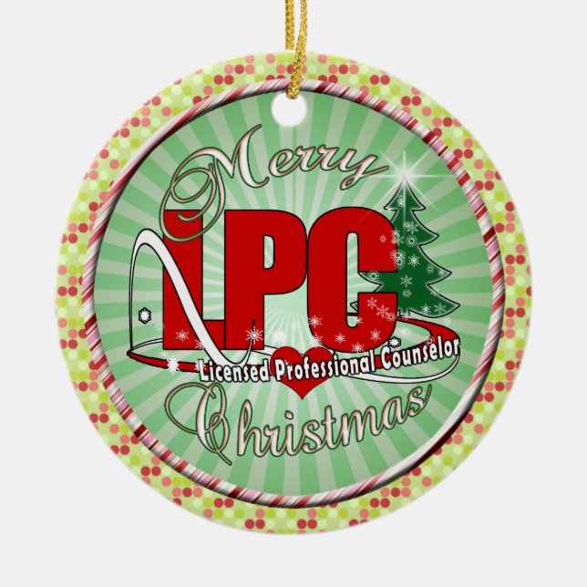 LPC CHRISTMAS  Licensed Professional Counsellor Ceramic Tree Decoration (Front)