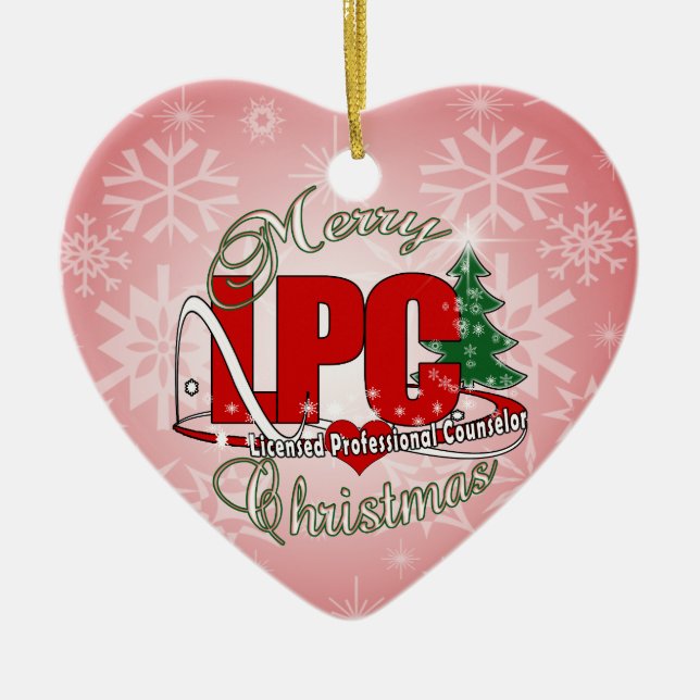 LPC CHRISTMAS  Licensed Professional Counsellor Ceramic Tree Decoration (Front)