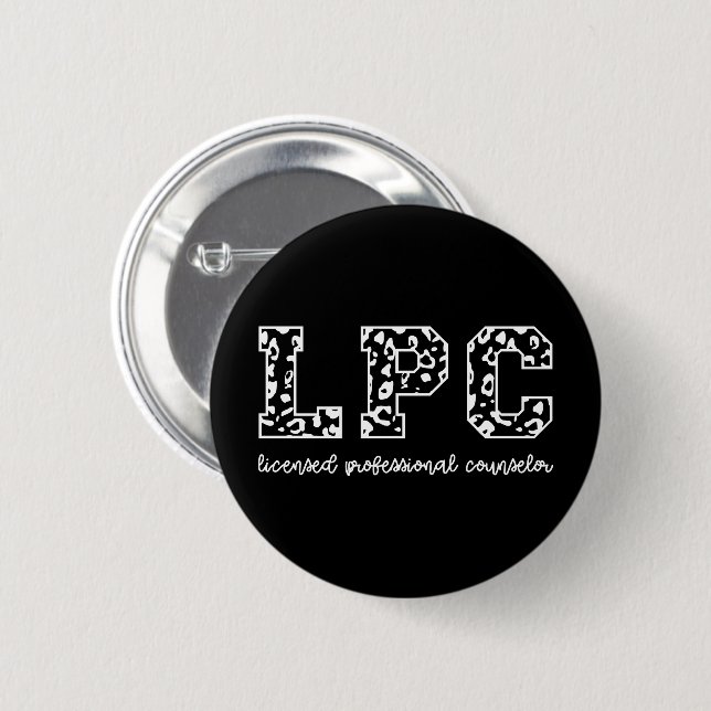 LPC Licensed Professional Counsellor Leopard Print 6 Cm Round Badge (Front & Back)