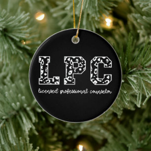 LPC Licensed Professional Counsellor Leopard Print Ceramic Tree Decoration