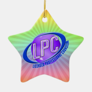 LPC SWOOSH LOGO LICENSED PROFESSIONAL COUNSELOR CERAMIC TREE DECORATION