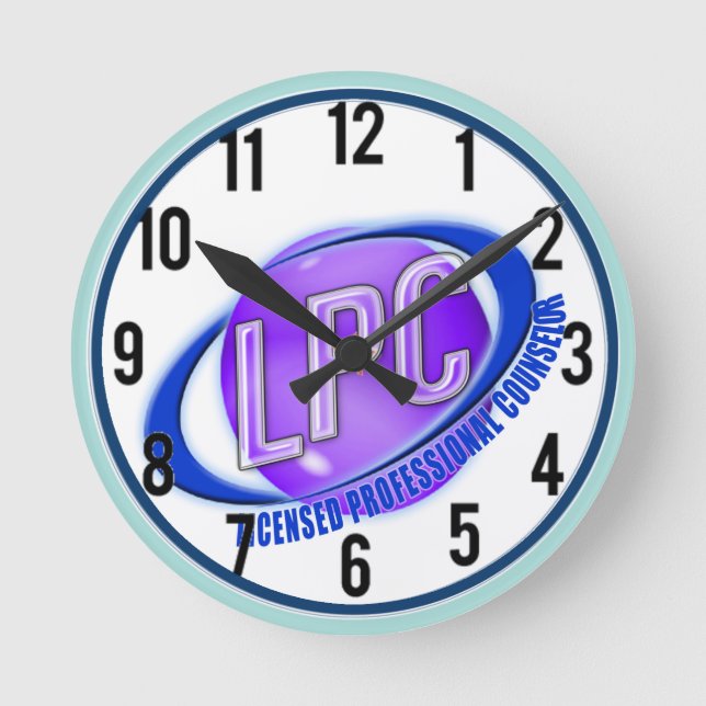 LPC SWOOSH LOGO LICENSED PROFESSIONAL COUNSELOR ROUND CLOCK (Front)