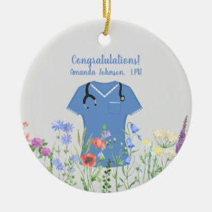 LPN Blue Scrubs Ceramic Tree Decoration