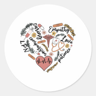 LPN caring empathy love patience compassion Classic Round Sticker