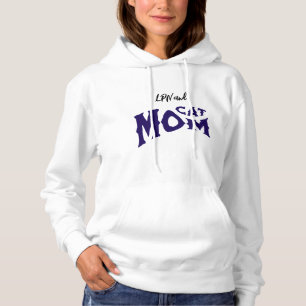 LPN Cat Mum Black/ Blue on White Typography Hoodie