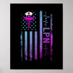 LPN Job Licensed practical nurse USA Flag Poster