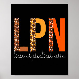 Lpn Licensed Practical Nurse Leopard Fall Autumn L Poster