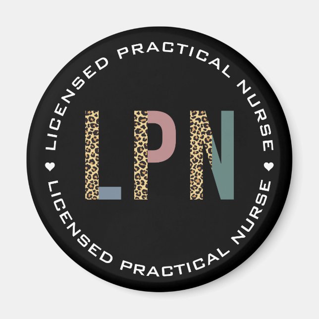 LPN Licensed Practical Nurse Leopard Print Magnet (Front)