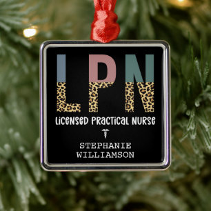 LPN Licensed Practical Nurse Personalised Metal Tree Decoration