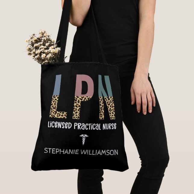 LPN Licensed Practical Nurse Personalised Tote Bag (Close Up)