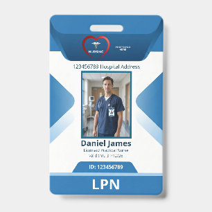 LPN Licensed Practical Nurse Photo Hospital Logo ID Badge