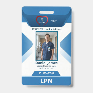 LPN Licensed Practical Nurse Photo Hospital Logo  ID Badge