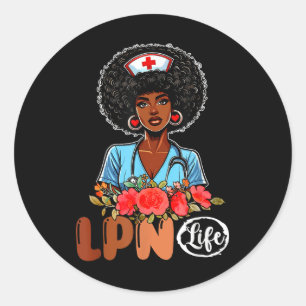 Lpn Life Costume Nurse Proud Black History Month A Classic Round Sticker