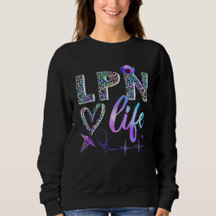 Lpn Life With Heart Leopard Pattern Sweatshirt