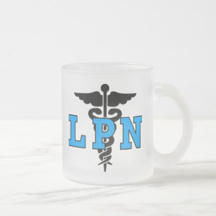 LPN Medical Symbol Frosted Glass Coffee Mug