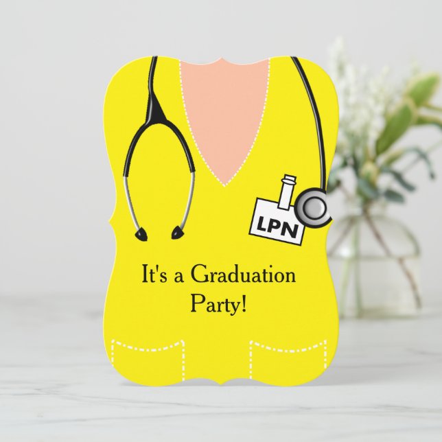 LPN Nurse Graduation Yellow Invitation (Standing Front)