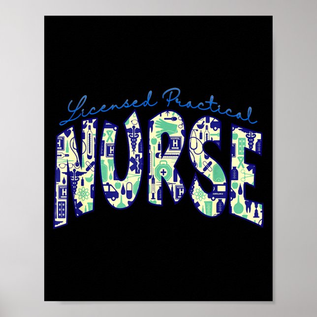 Lpn Nurse Licensed Practical Nursing Illustration Poster (Front)