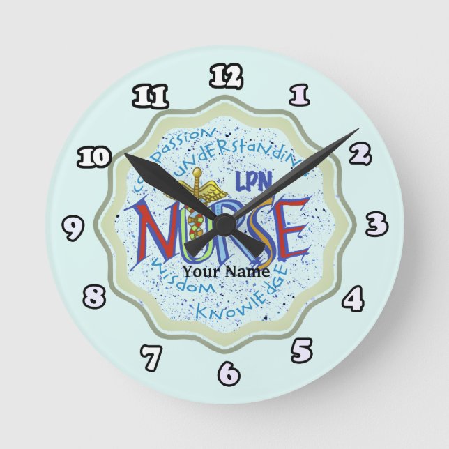LPN Nurse Motto Round Clock (Front)