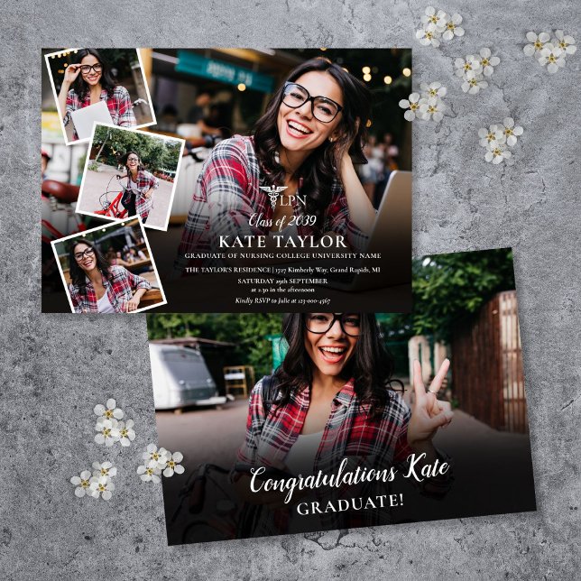 LPN Nursing 5 Photo Collage Graduation Party Invitation (LPN Nursing 5 Photo Collage Graduation Party Invitation)