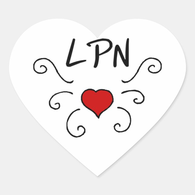 LPN Nursing Love Tattoo Heart Sticker (Front)