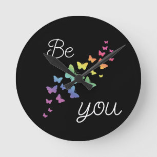 lqbtq butterfly be you round clock