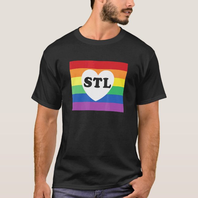 Lqbtq St Louis Stl Gay Pride Rainbow Flag T-Shirt (Front)