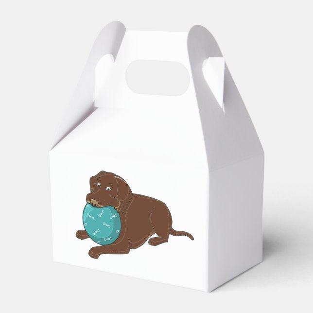 LR chocolate lab chewing ball cartoon Favour Box (Front Side)