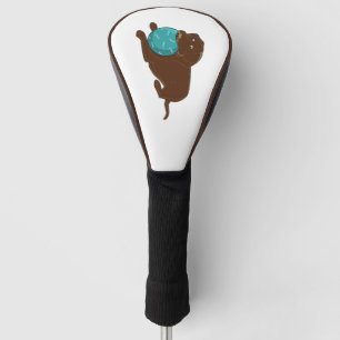LR chocolate lab chewing ball cartoon Golf Head Cover