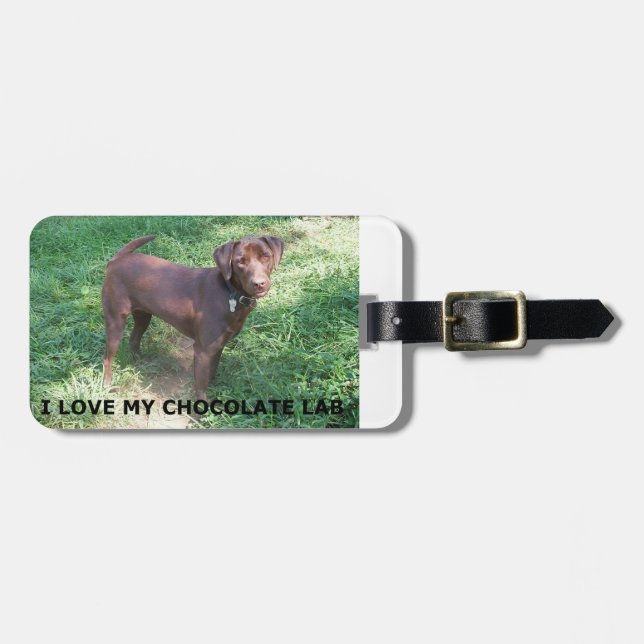 LR chocolate lab love with picture Luggage Tag (Front Horizontal)