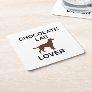 LR chocolate lab lover Square Paper Coaster