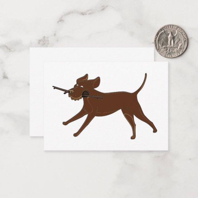 LR chocolate lab with stick Card (Front/Back In Situ)