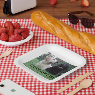 LR I Love My Labs with picture Paper Plate