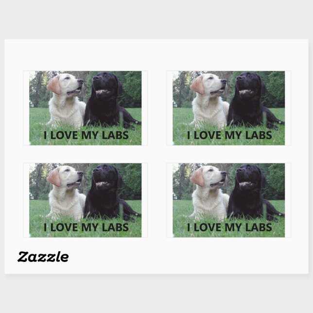 LR I Love My Labs with picture Rectangular Sticker (Sheet)