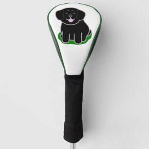 LR kawaii black lab cartoon Golf Head Cover