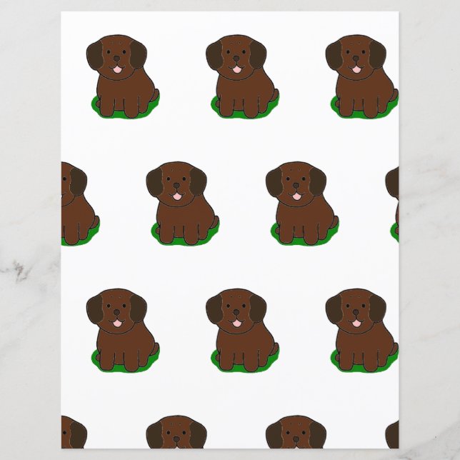 LR kawaii chocolate lab cartoon scrapbook paper (Front)