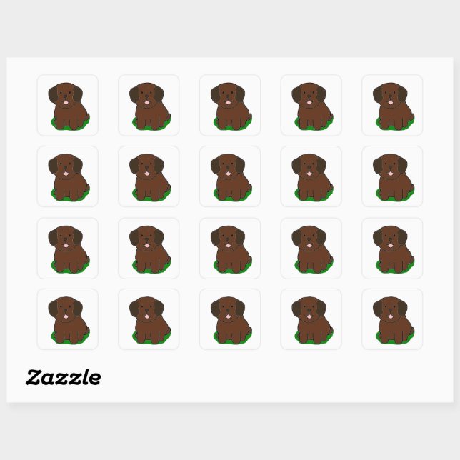 LR kawaii chocolate lab cartoon Square Sticker (Sheet)