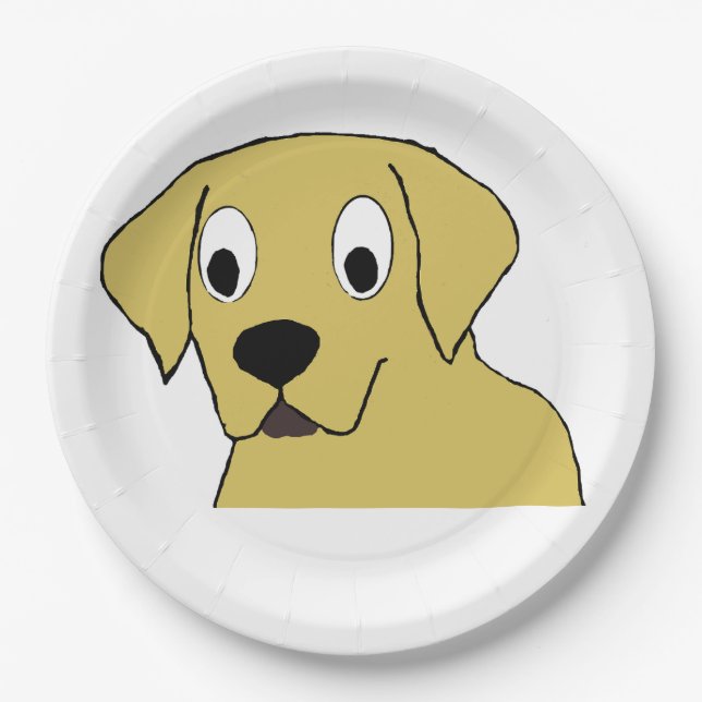 LR yellow lab cartoon head Paper Plate (Front)