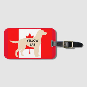 LR yellow lab name silhouette on flg Luggage Tag