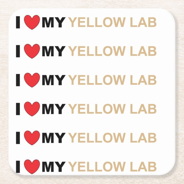 LR yellow love Square Paper Coaster (Front)